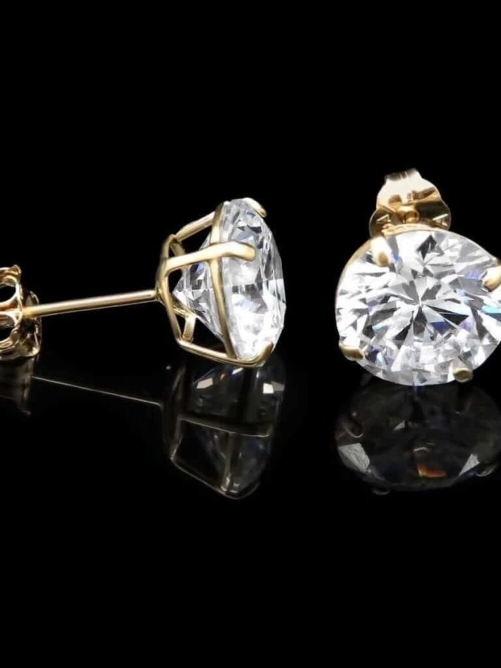 14K Gold Iced Out Round Stud Earrings – 8mm